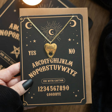 TALKING BOARD PLANCHETTE NECKLACE GREETING CARD