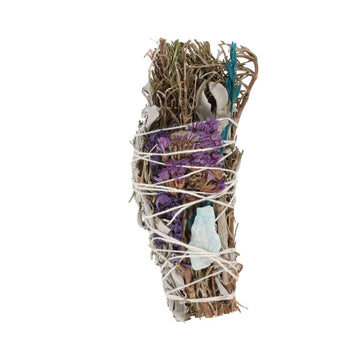 5IN RITUAL WAND SMUDGE STICK WITH ROSEMARY, SAGE AND AVENTURINE