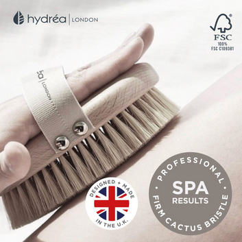 HYDREA LONDON PROFESSIONAL VEGAN DRY BODY BRUSH FSC® CERTIFIED BEECHWOOD WITH CACTUS BRISTLE FOR EXFOLIATION & DETOX