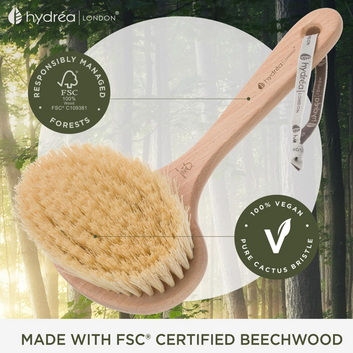 HYDREA LONDON PROFESSIONAL SPA DRY BODY WIDE BRUSH CACTUS BRISTLE