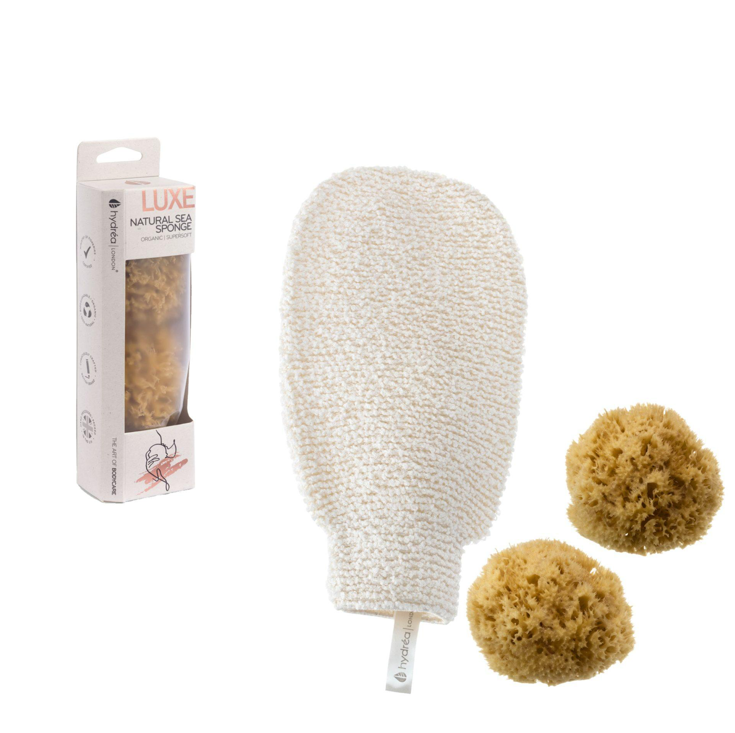 HYDREA LONDON BABY BLISS NEWBORN BATHTIME GIFT SET – SEA SPONGE SET + BAMBOO WASH MITT