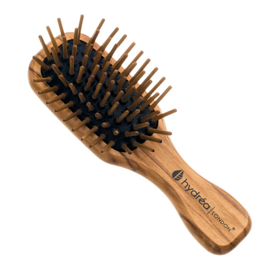 HYDREA LONDON OLIVE WOOD MINI ANTI-STATIC HAIR BRUSH
