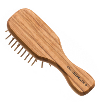 HYDREA LONDON OLIVE WOOD MINI ANTI-STATIC HAIR BRUSH
