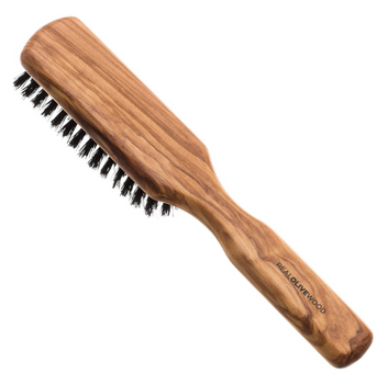 HYDREA LONDON PREMIUM OLIVE WOOD STYLING HAIR BRUSH WITH PURE BOAR BRISTLES – SMOOTH & SHINE