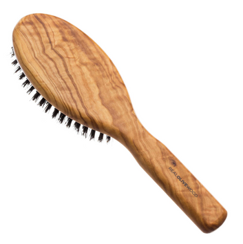 HYDREA LONDON PREMIUM OLIVE WOOD STYLING HAIR BRUSH WITH PURE BOAR BRISTLES – SMOOTH & SHINE