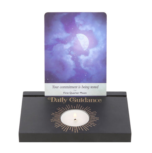BLACK DAILY GUIDANCE TAROT CARD STAND TEALIGHT HOLDER