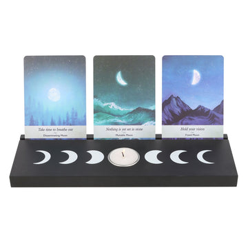 BLACK MOON PHASE TAROT CARD STAND TEALIGHT HOLDER
