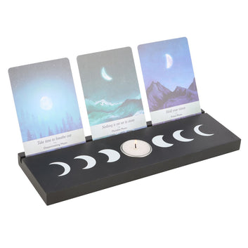 BLACK MOON PHASE TAROT CARD STAND TEALIGHT HOLDER