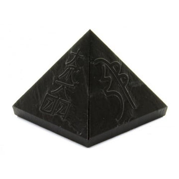 Obsidian, Black Pyramid with Reiki Symbols
