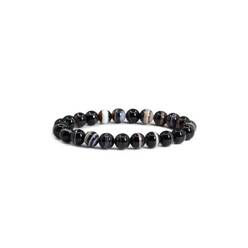 BLACK AGATE 8MM GRADE (A) NATURAL ROUND BEADS