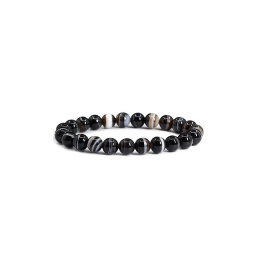 BLACK AGATE 8MM GRADE (A) NATURAL ROUND BEADS