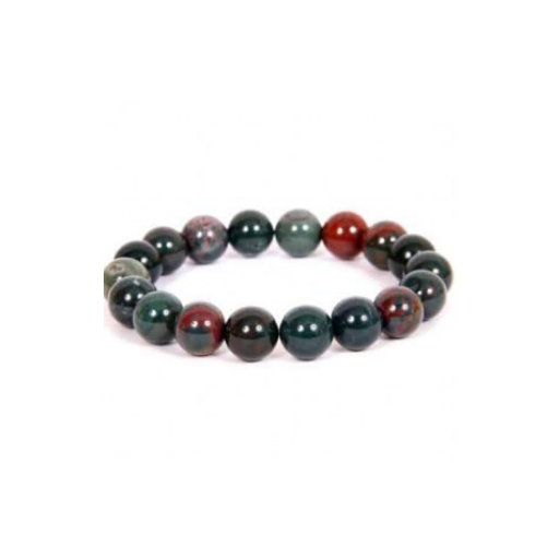 BLOODSTONE 10MM GRADE (A) NATURAL ROUND BEADS