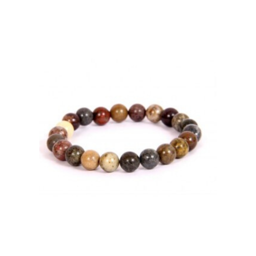 FANCY JASPER 8MM GRADE (A) NATURAL ROUND BEADS
