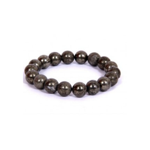 PYRITE 10MM GRADE (A) NATURAL ROUND BEADS