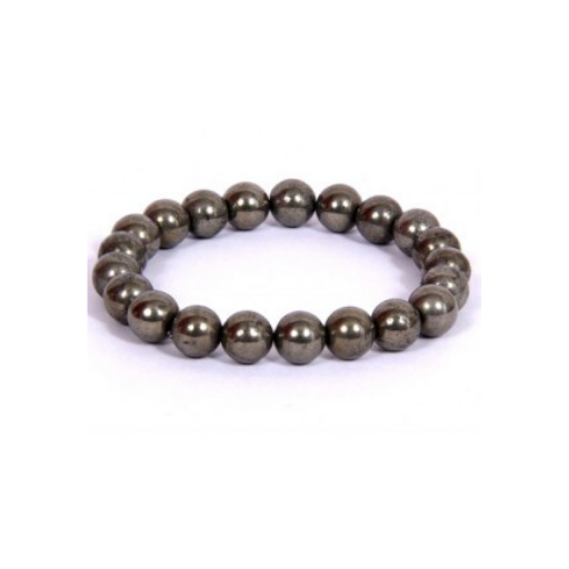 PYRITE 8MM GRADE (A) NATURAL ROUND BEADS