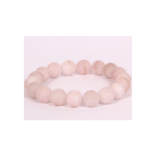 ROSE QUARTZ 10MM FROSTED GRADE (A) NATURAL ROUND BEADS