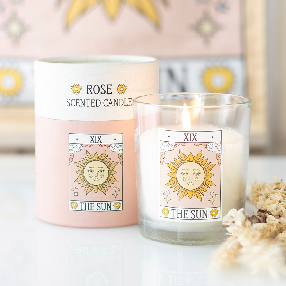 THE SUN VINTAGE TAROT ROSE CANDLE