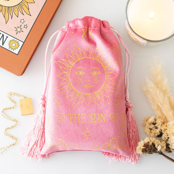 THE SUN VINTAGE TAROT VELVET DRAWSTRING BAG
