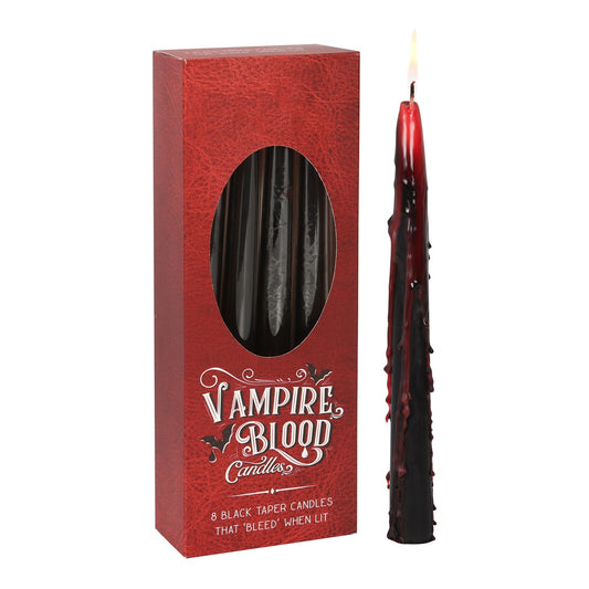 BOX OF 8 VAMPIRE BLOOD TAPER CANDLES