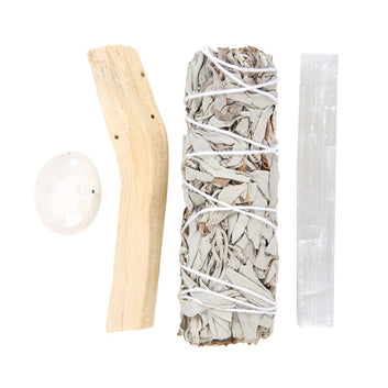 SMUDGE KIT WITH CLEAR QUARTZ CRYSTAL