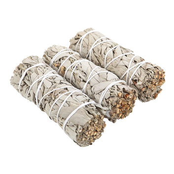 NEW AGE SMUDGES AND HERBS MCWS3 CALIFORNIA MINI SAGE WANDS, 4-INCH, PACK OF 3, WHITE