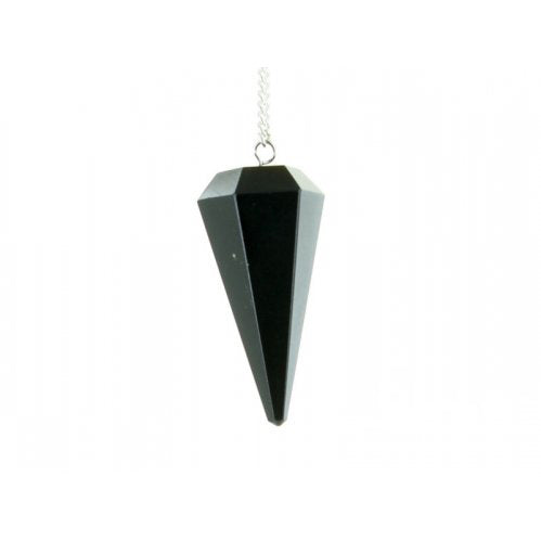 Tourmaline, Black Faceted Cone Pendulum
