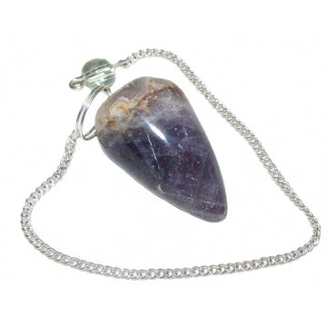 Amethyst Cone Pendulum with Cap and Clear Quartz Bead