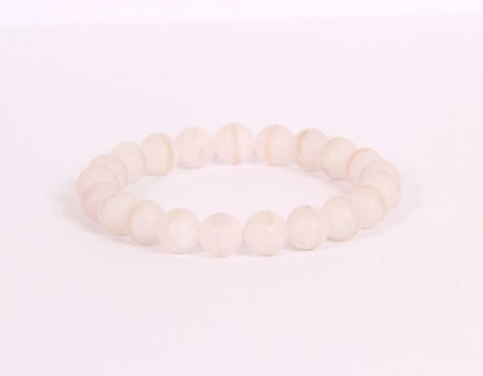 ROSE QUARTZ 8MM FROSTED GRADE (A) NATURAL ROUND BEADS