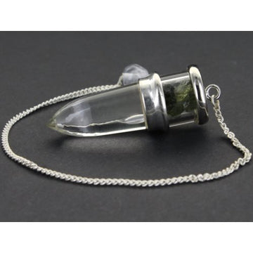 Moldavite Chip Quartz Bullet Pendulum