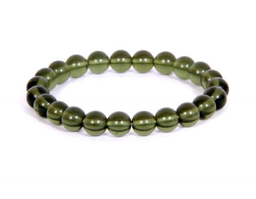 MOLDAVITE 8MM GRADE (A) NATURAL ROUND BEADS