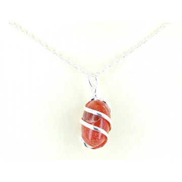 Carnelian Tumblestone Wire Wrap Pendant
